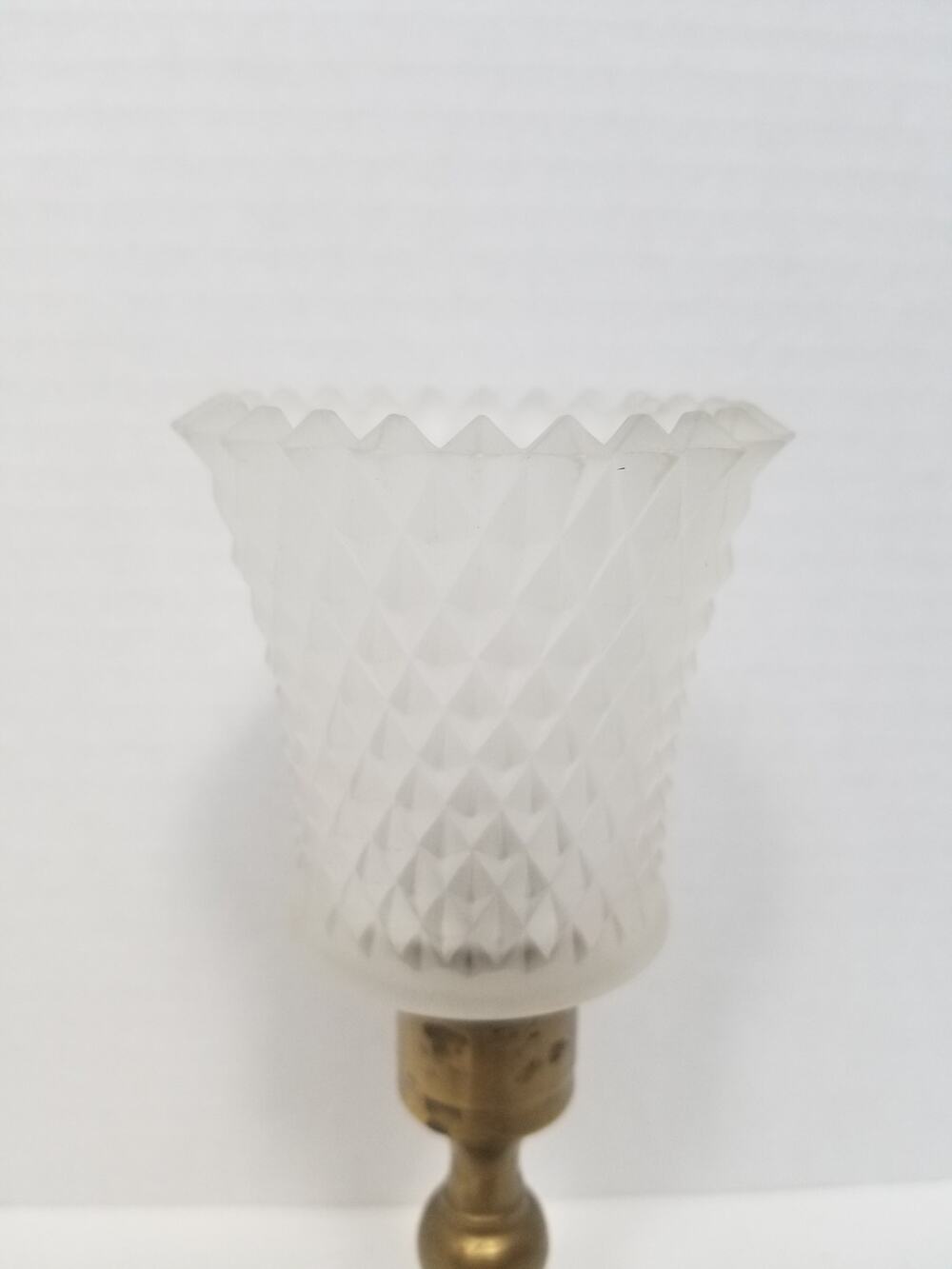 Homco Vintage Frosted Clear Glass Diamond Point Peg Votive Holder